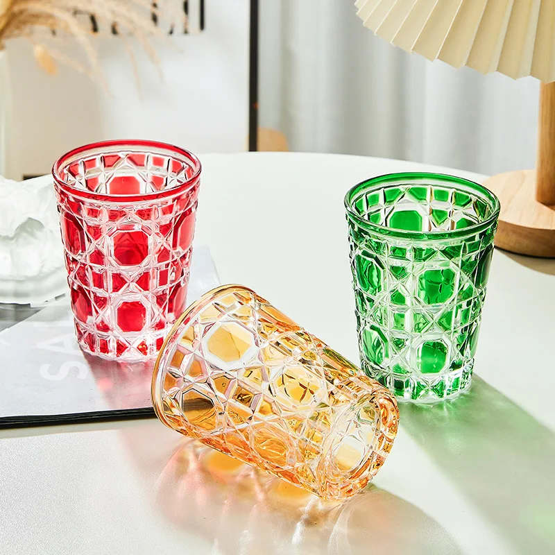 310ml European Style Colorful Checkered Creative Hand-carved