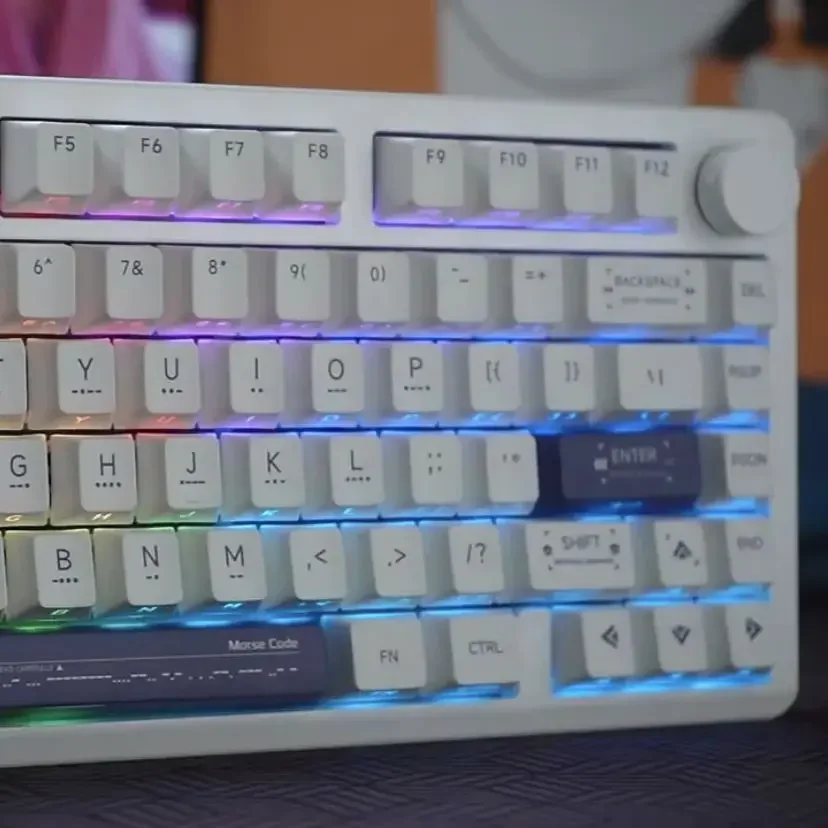 Transparente Pbt Keycaps Conjunto Teclado Lado Duplo Impresso Keycaps Sub Keycaps Código Morse 130 Chaves - Imagem 4