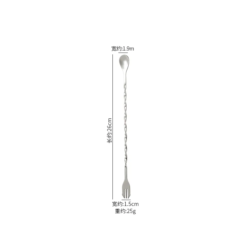 Stainless Steel Bar Stir Spoon Cocktail Spiral Pattern Mixing With Muddler For tender Metal Gold Accessories