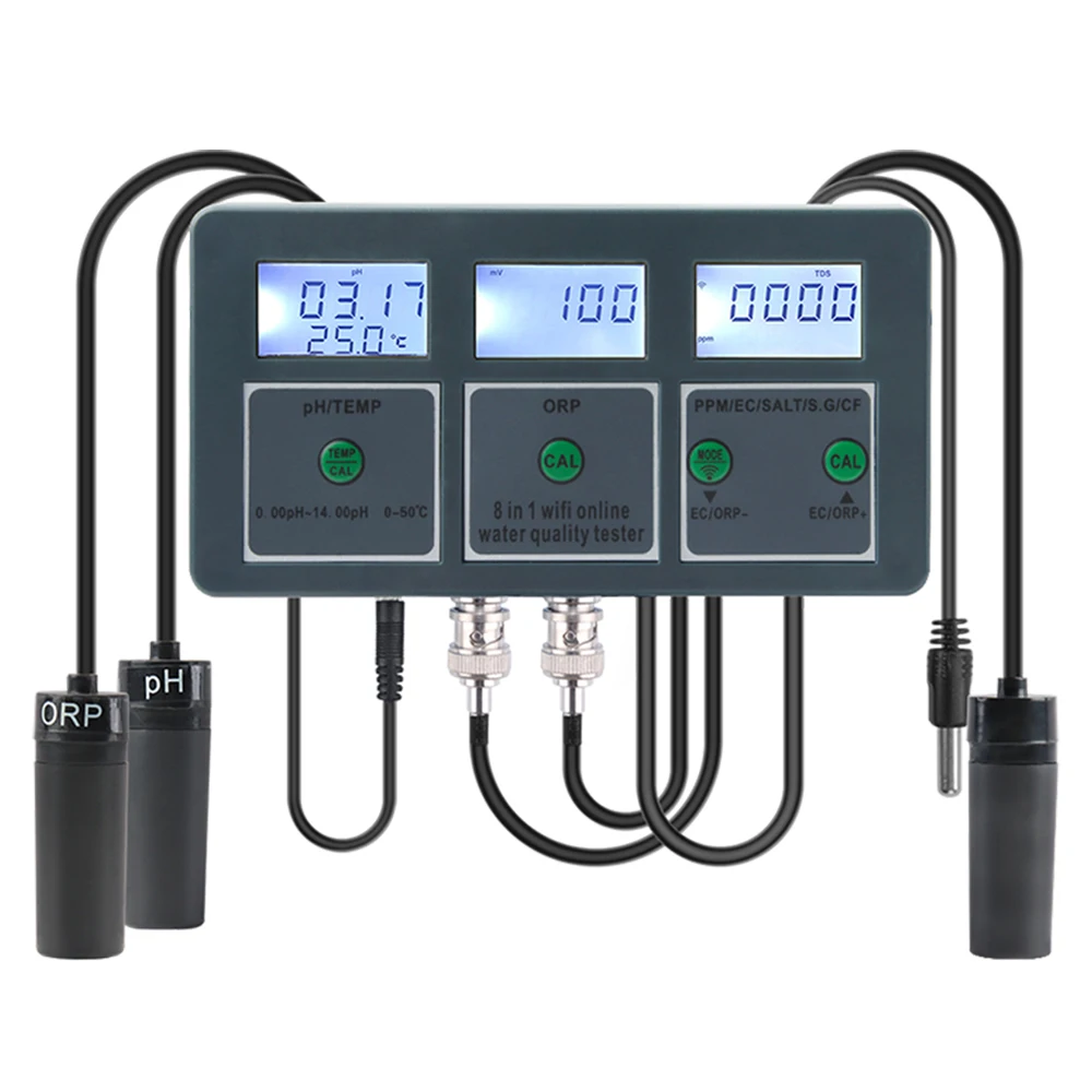 WiFi Fish Tank Water Quality Tester Water Quality Testing Machine Monitor Analyzer for Aquariums Pool Hydroponics