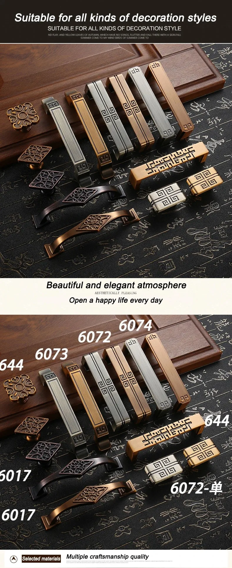 Klassischer Schrank rot Bronze Küchen griff Kommoden Schrank antike Kupfer Schlafzimmer Bücherregal Knöpfe Schublade Kleider schrank Wein zieht – Detail 2
