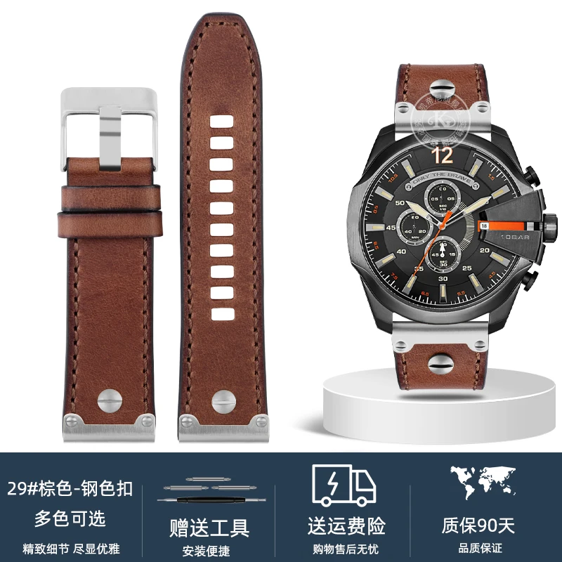Quality Genuine Retro Leather Watchband for Men – Vintage Italian Leather Strap 22mm, 24mm, 26mm
