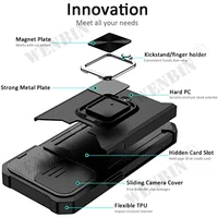 Case For iPhone 17 16 15 14 13 12 Pro Max Plus 8 7 Plus Mini Heavy Duty Protection With Sliding Camera Cover And Card Clip Cover - Image 4