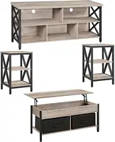 4 Pieces Living Room Table Sets - Includes TV Stand with Storage for 65 in TV, Lift-top Coffee Table with Baskets 1