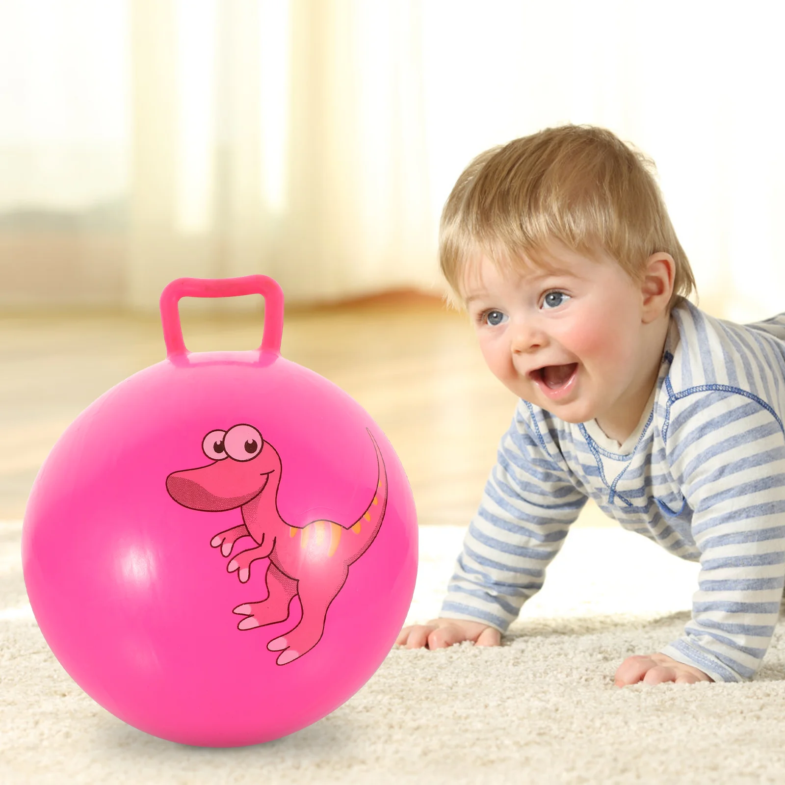 

Hopper Ball Exercise Toy for Kids - 25cm Bouncy Balance Ball with Handle (Random Color)