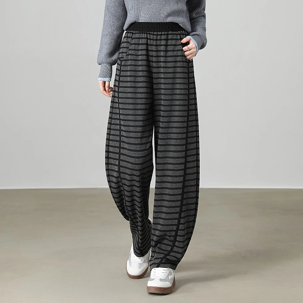 Skirt layered striped casual pants