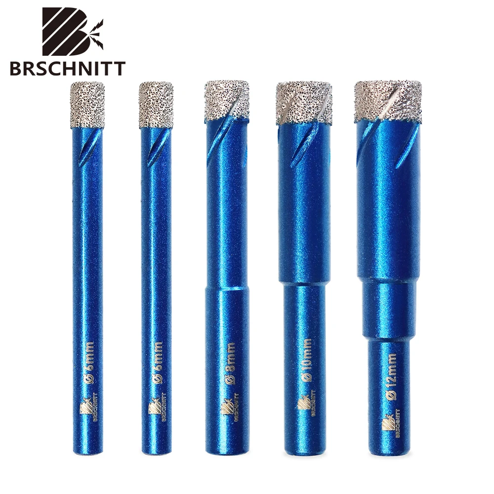 BRSCHNITT-Trockenbohrer-Set, runder Schaft für Porzellan, Fliesen, Keramik, Stein, Granit, 5 Stück pro Packung, 6/8/10/12/14 mm