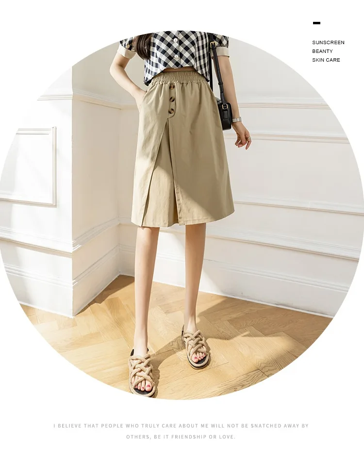 Wide-Legged Culottes Junior High School Students Summer Thin Loose Fashion Thin Casual Trousers Five-Point Shorts cute skirts