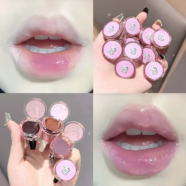 Lip Gloss Glitter con Anillo de Gato – Brillo de Labios Hidratante Rojo y Marrón