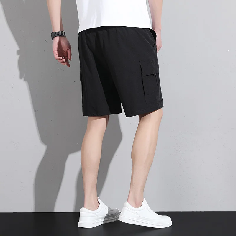 New Summer Men'S Casual Loose Straight 5-Point Pants Teenager Students Fashion Trend Versatile Elastic Waist Sweatpants Shorts
