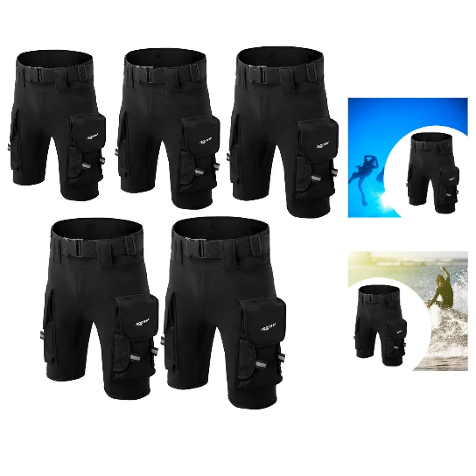 Diving Shorts, Submersible Pants Waterproof Wear Resistant with Pockets Wetsuits