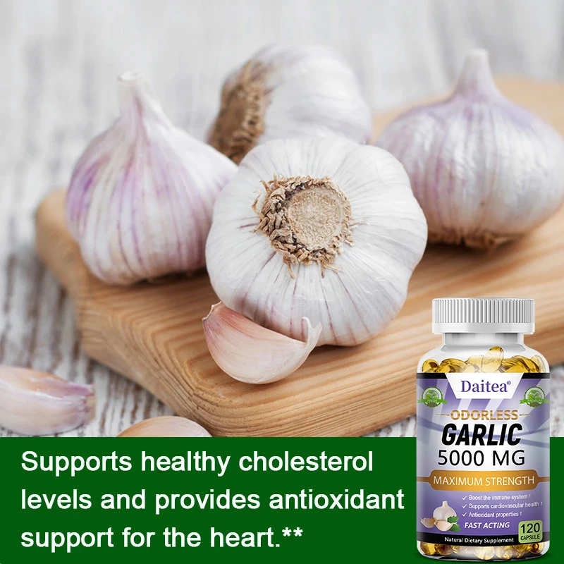 Garlic Extract Capsules 5000mg Balance Cholesterol Help Immunity Heart Health Detoxification Cleansing digestive capsules