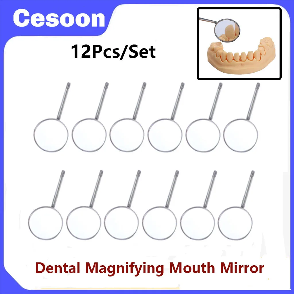 12Pcs/Set Dental Mouth Mirror Reflector Head Stainless Steel Magnifying Mouth Glass Mirrors