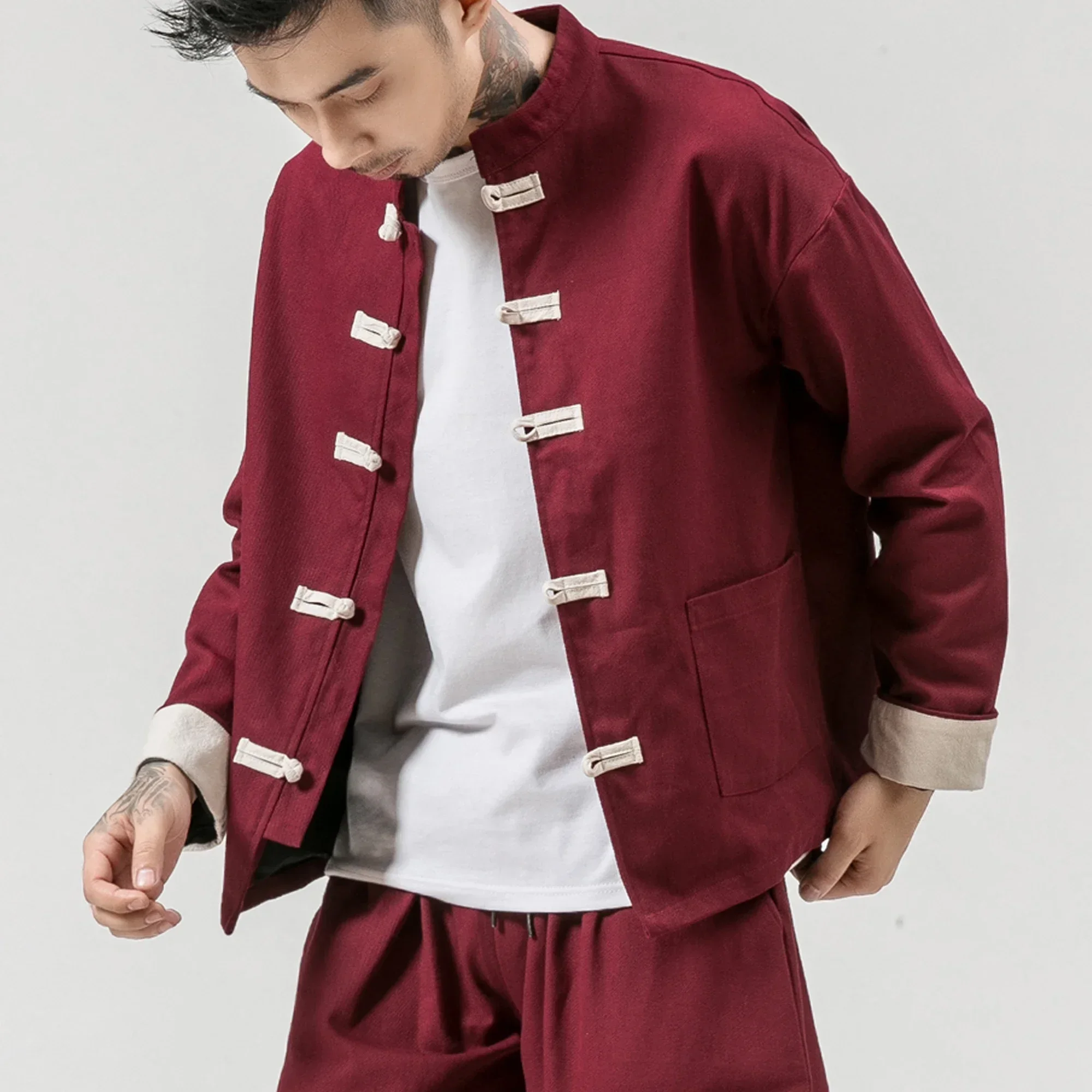 Hanfu Tops Pants Traditional Ethnic Kung Fu Jackets Trousers Cotton Linen T-shirt Oriental Fashion Clothing Men Chinese Style
