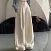 Cream Suit Wide Leg Pants Women's Spring Summer Thin Lazy Style High Waist Draping Casual Straight Tube Yamamoto Pants