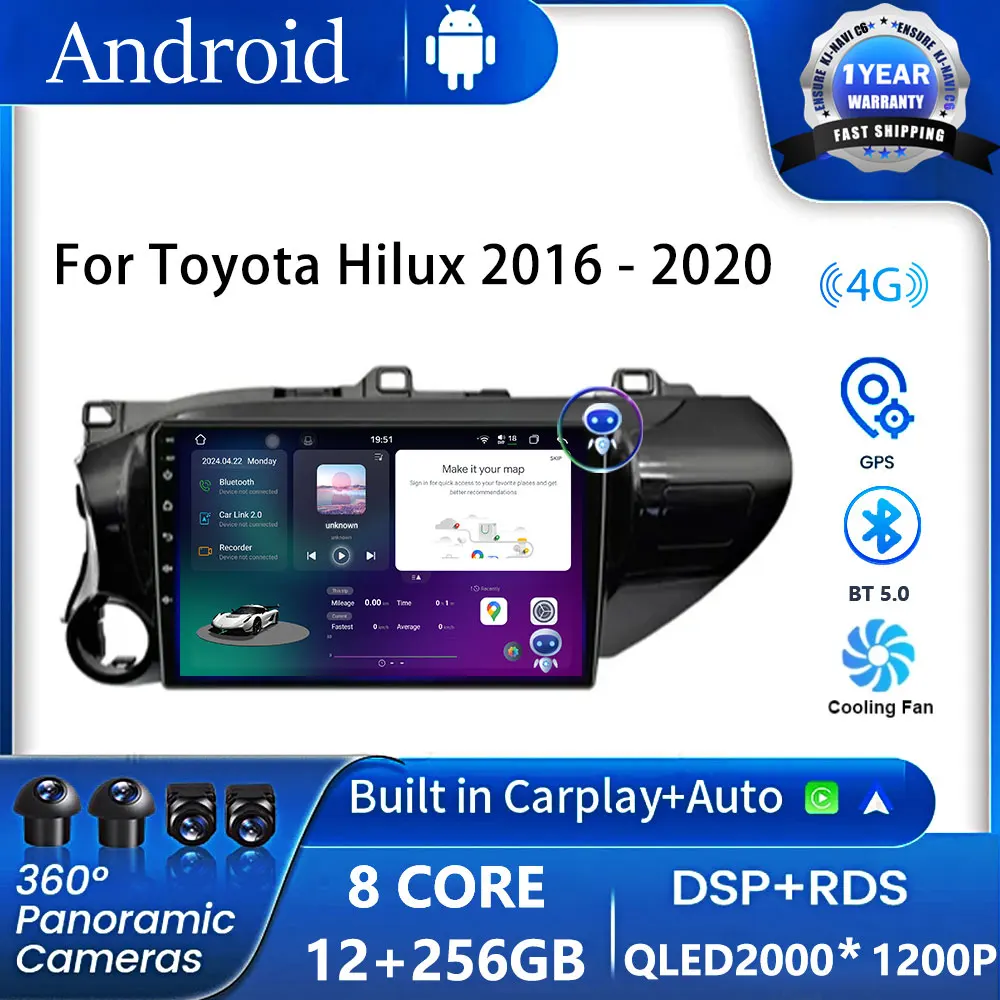 

Android 14 For Toyota Hilux 2016 - 2020 Car Radio with Screen Multimedia Player Navigation GPS Carplay BT Head Unit Autoradio