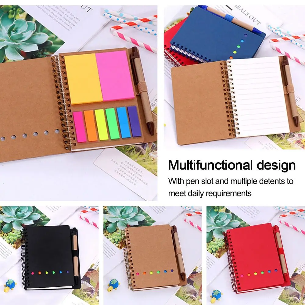 Office Supplies Loose Leaf Journal Ring Binder Daily Planner with Label Stickers File Folder Notebook Notepad