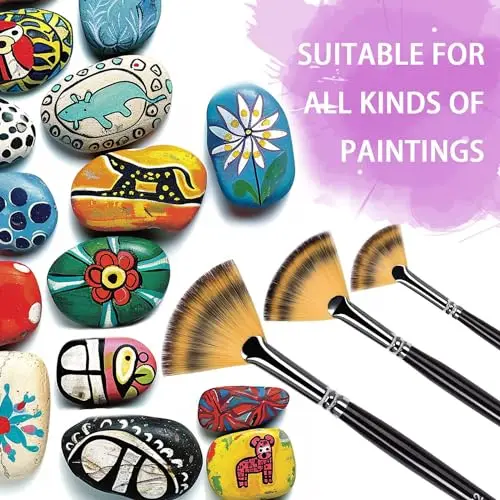 수채화 오일 페인팅을위한 3pcs 팬 브러쉬 세트 아크릴 미술 용품 ??학생 성인 초보자 드로잉 도구