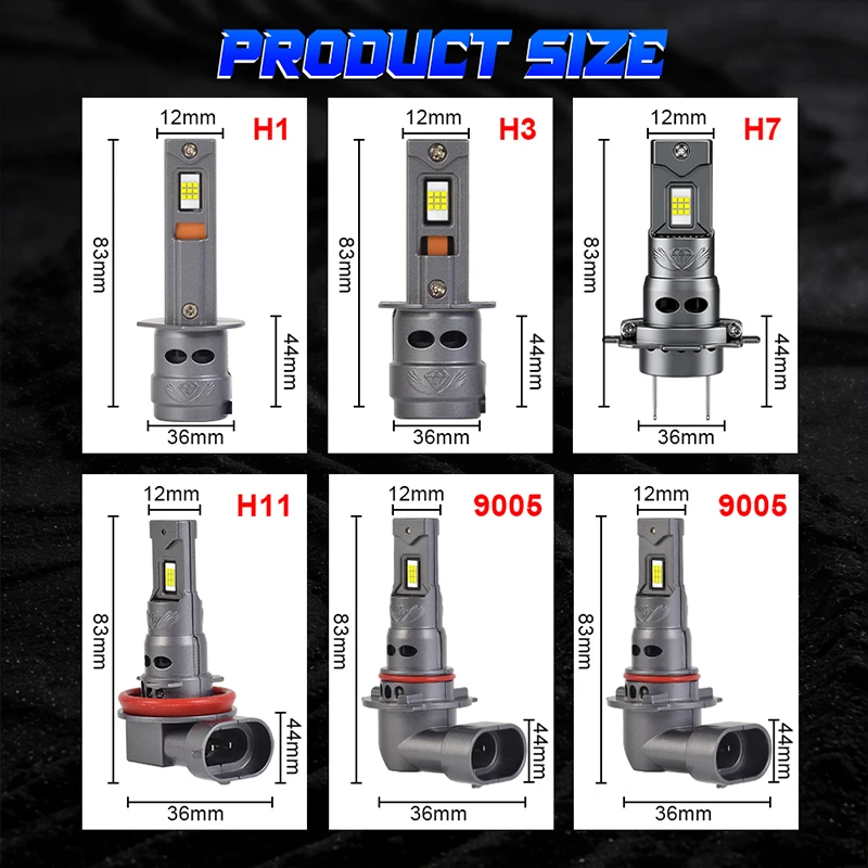 H11 LED 헤드라이트 전구 H7 H4 미니 무선 팬 장착 9005 9006 HB3 HB4 H9 H8 터보 자동 다이오드 램프 안개등 플러그 앤 플레이 강력