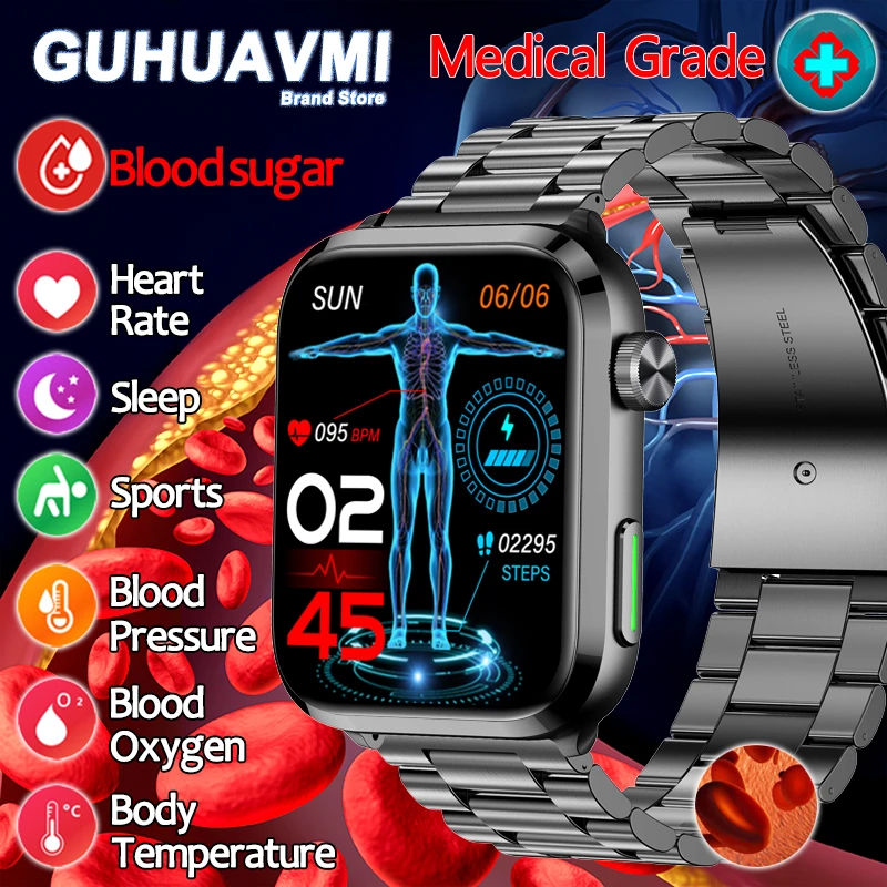 Per Xiaomi Medical Grade Laser Therapy Smartwatch Blood Glucomb Blood Lipid Bracciale Temperatura Corporea Bluetooth Call Health Watc