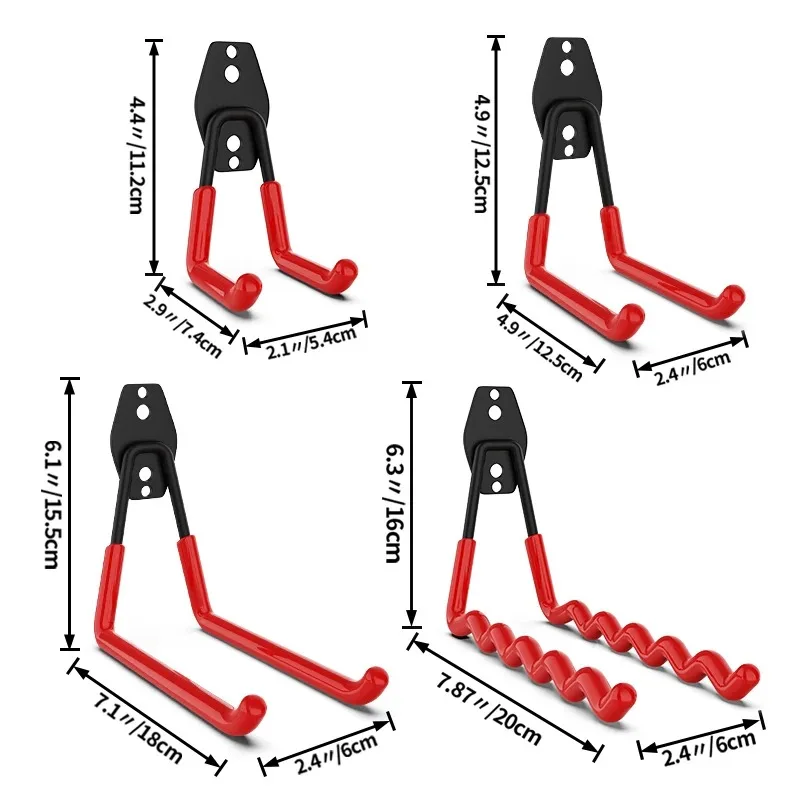 Heavy-Duty Wall-Mounted Non-Slip Metal Hook Set for Garage and Garden Tool Storage