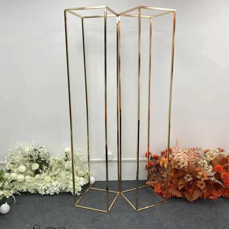 

3pcs Luxury Wedding Arch Square Gold Plating Column Plinth Balloon Shelf Birthday Stage Outdoor Frame Backdrop Decorate