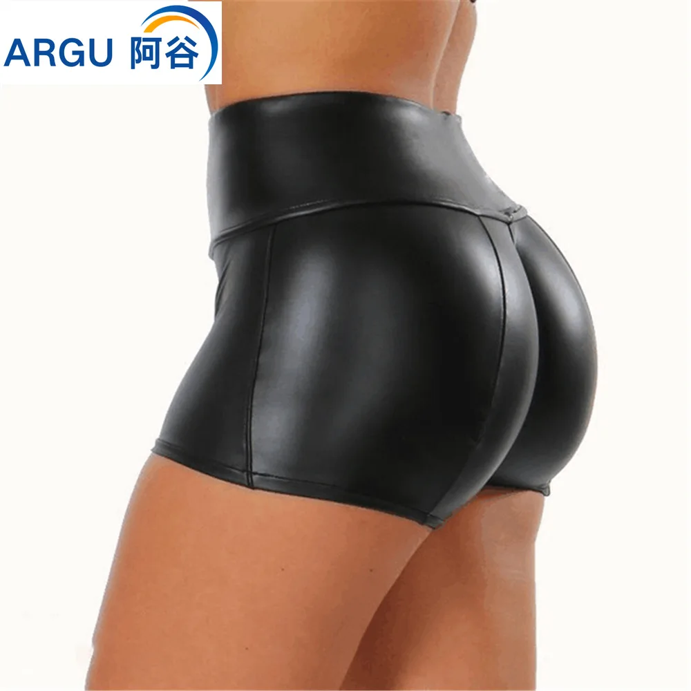 

2023 Sexy Womens Shorts Shiny Elastic Shiny Faux Pu Leather Short Pants High Waist Slim Hot Dance Clubwear Mini Shorts
