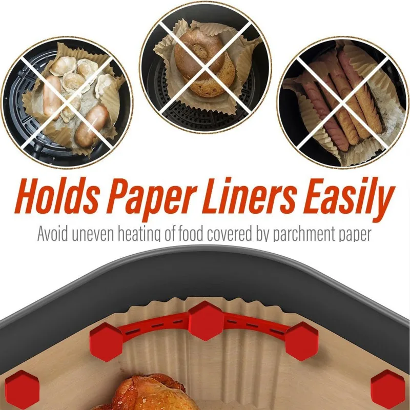 Hot 1Pc Reusable Air Fryer Magnetic Silicone Buckle Non-Scratch Design Fixation Device Oven Liner Removable High Temperature LIJ