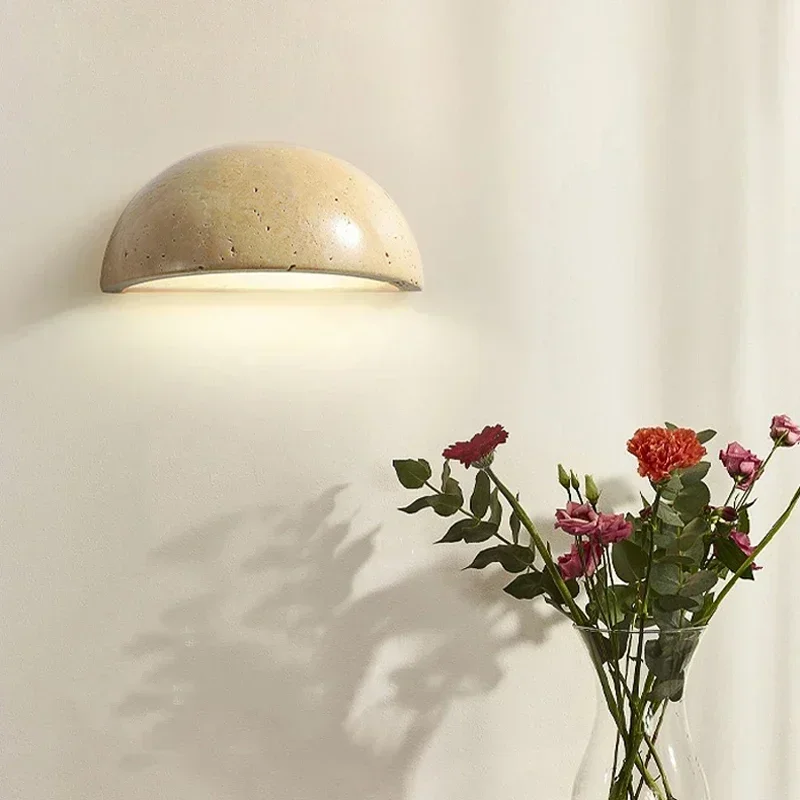 CoCo Design Sense Semi Circular Living Room Corridor Background Wall Light Bedside Stone Lamp for Bedroom Entrance Lighting