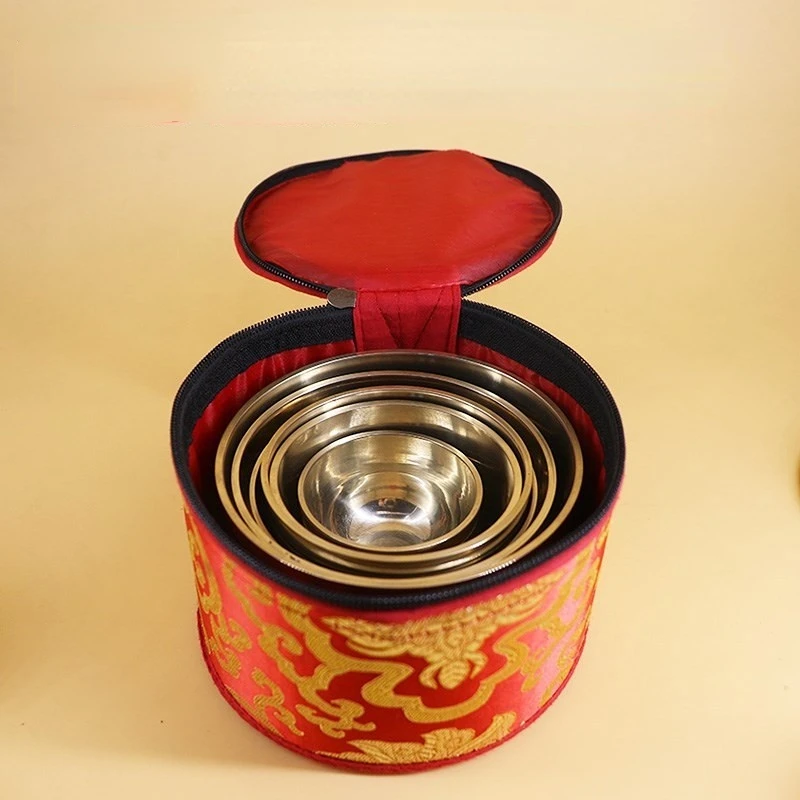 Wholesale 7pcs 7-13CM Tibetan Singing Bowls Meditation Yoga Handmade Copper Chimes Nepal Bowl Set with Sound Cushions Strikers 2