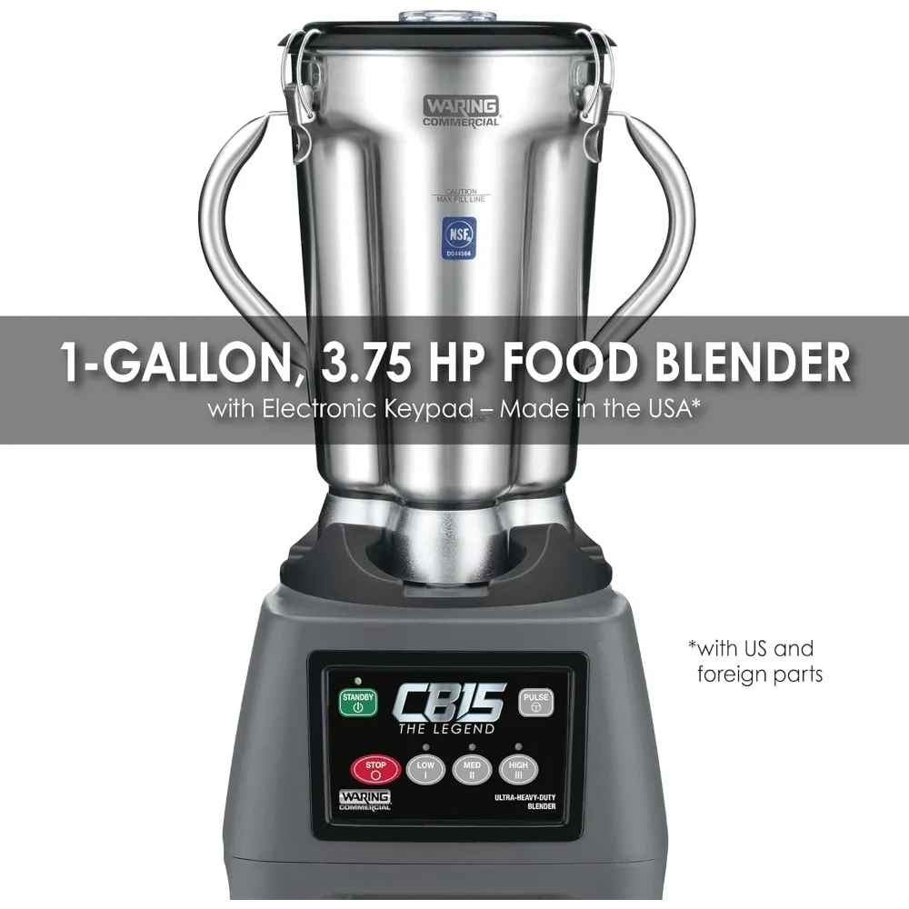 Commercial CB15 Ultra Heavy Duty Blender, Electric Touchpad Controls with Stainless Steel 1 Gallon Container, 120V 2