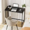 Small Foldable Computer Desk for Small Spaces, Space Saving Study Writing Office Desk Foldable Table for Home Office 6