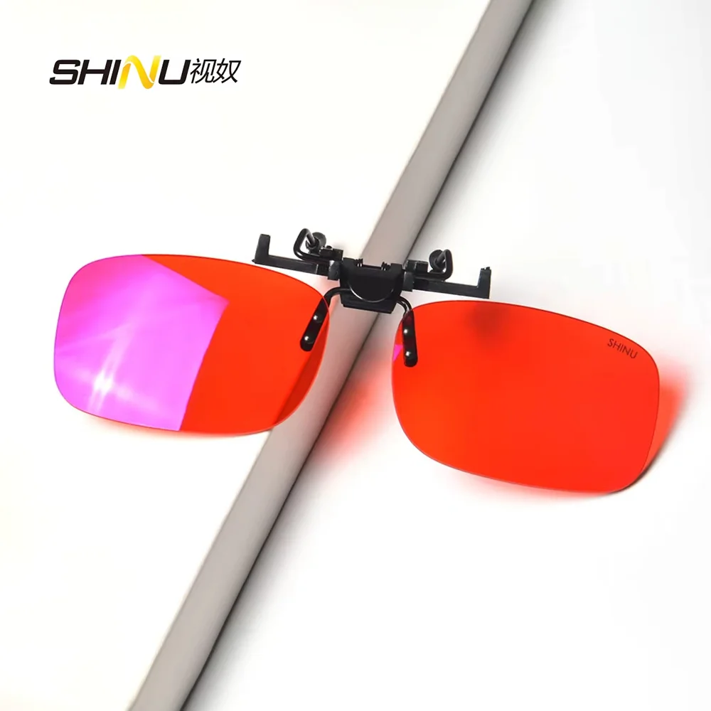 SHINU Anti Blue Light Clip On Glasses Polarized Sunglasses Orange Lens Bluelight Blocking Yellow Anti-Glare Driving Lenses