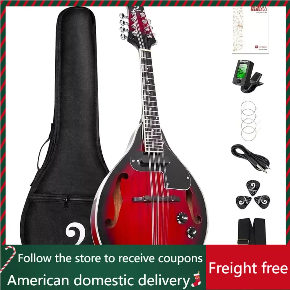 

Mandolin A Style Acoustic Electric Mandolins Instrument Vintage Red Sunburst Mahogany Wood for Beginner Adults Freight free
