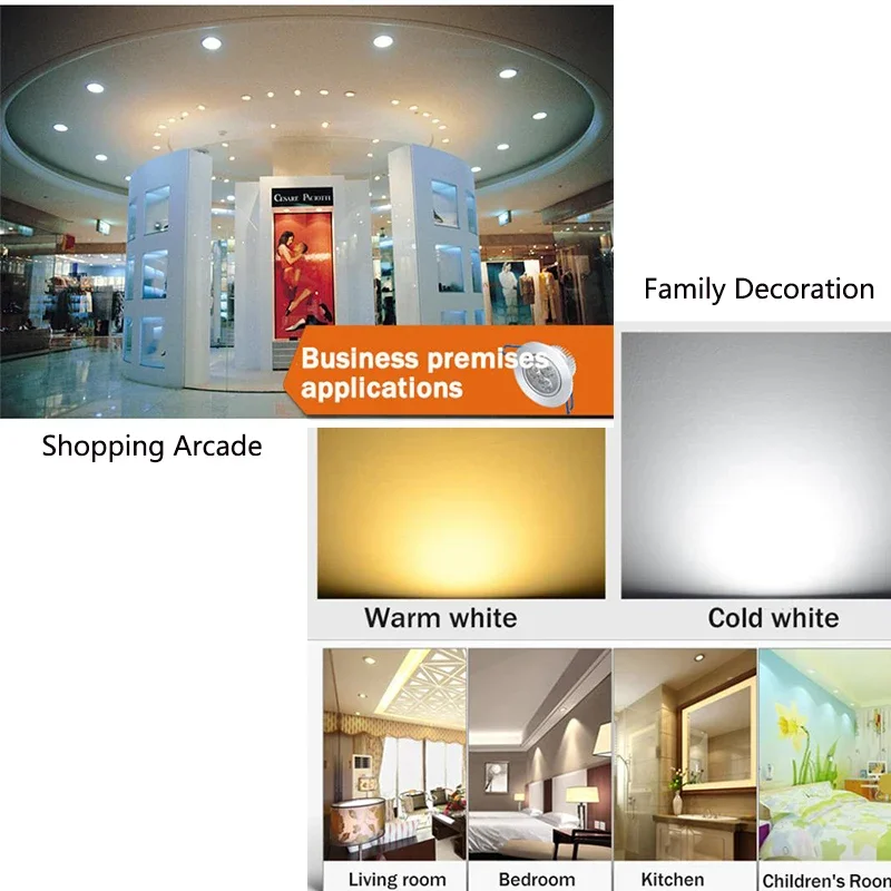 10Pcs /Lots LED DownLight Dimmable 5 LED Spotlight Recessed Cabinet Wall Spot Ceiling Lamp Cold Warm White for Home Lighting LED Downlight Recessed Ceiling Spotlight