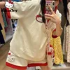 Sanrio Hello Kitty Short Sleeve Top Shirts Shorts 2 Piece Set Y2k Kawaii Clothes Japanese College Style Tees Women Cute Shorts 1