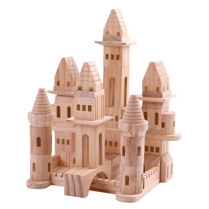 

Castle Architecture Montosoli Stacked Height Assembly Shape Cognition Puzzle Toys Wooden Dollhouse Furniture DIY Disassembled