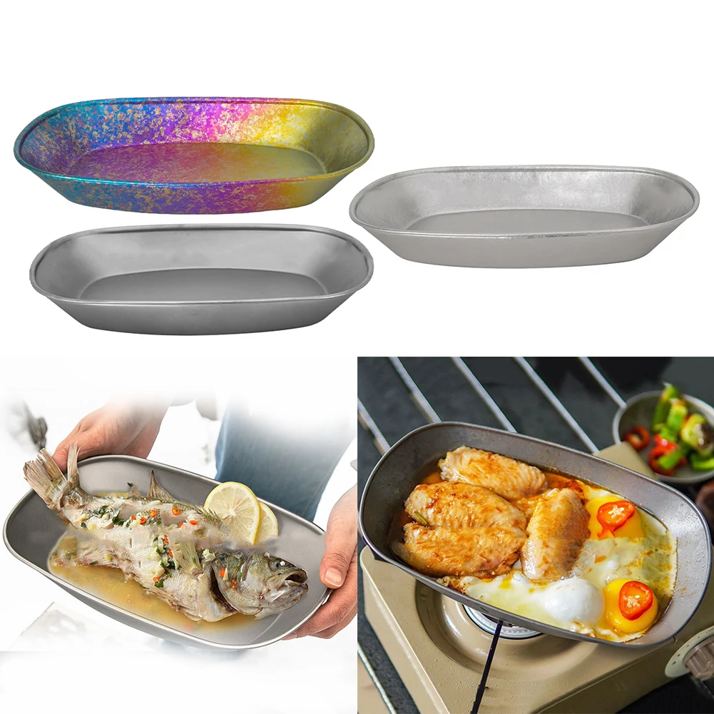

1pc Titan-ium Serving Tray For Outdoor Camping Hiking Backpacking Picnic BBQ Cooking 25.7cmx16.1cmx3.5cm Camping Supplies