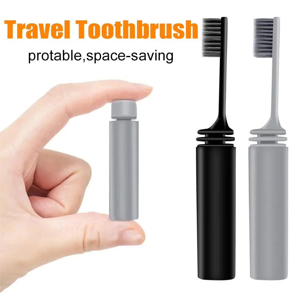 1Piece minimalist foldable portable toothbrush with bamboo charcoal soft bristles, suitable for outdoor camping and travel