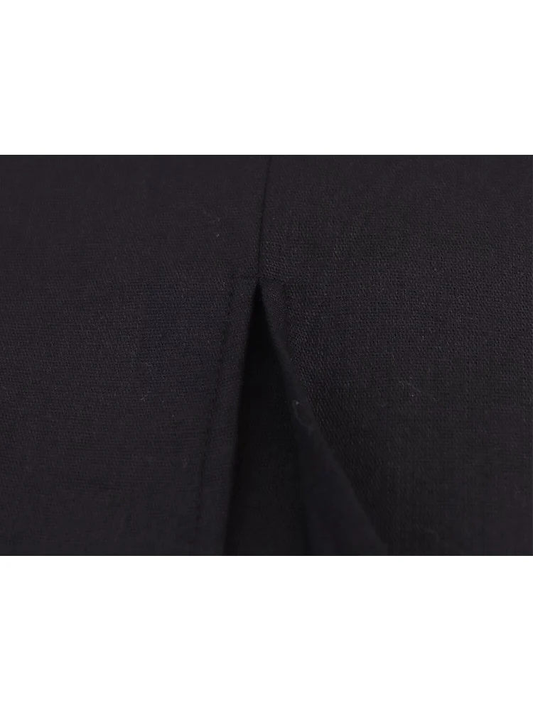 TFMLN 2025 Summer Women's Fashion Sleeveless Dress Slim Fit Open Back Asymmetric Neckline Midi Dress Elegant Black Split Dress