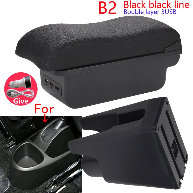 Accoudoir Rangement Pour Citroën C1 | Boîte Console Centrale Avec 3 Ports USB | Cuir PU Et Plastique ABS