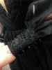 Eightale Black Wedding Dresses Off the Shoulder Long Puffy Sleeves Tulle Victorian Gothic Lace Up Bridal Gowns Customized 4