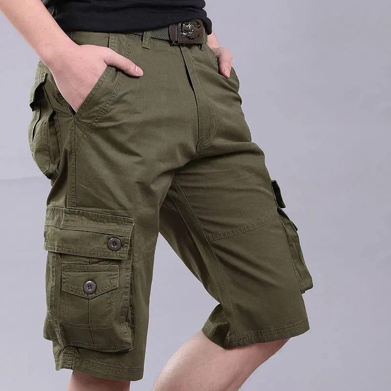 

2023 Summer Cargo Shorts Men Cool Cotton Casual Loose Short Pants Men's Clothing Comfortable Multi-Pocket Beach Cargo Shorts Q36