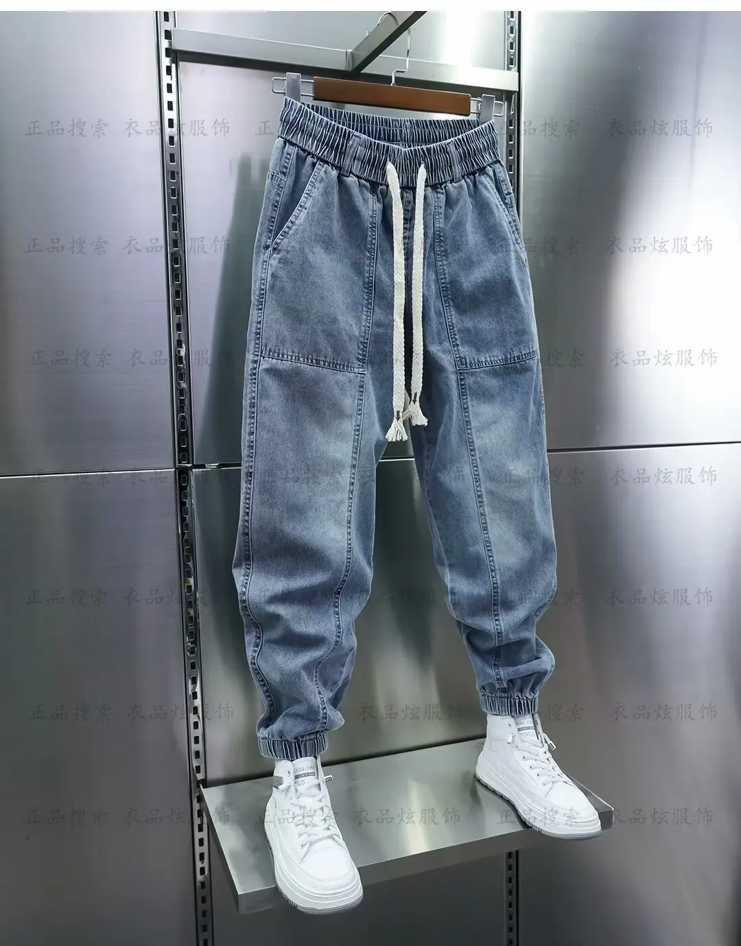 Herren Jeans Mode lässig Jogger Harem Jeans hose Hip Hop elastische Taille Brief druck Jeans Herren hose 2024 Frühling neu — изображение 6