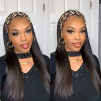 Bandeau perruque cheveux humains os droit perruques de cheveux humains pleine Machine faite péruvienne perruques de cheveux humains pour les femmes noires facile à dire 180% 4