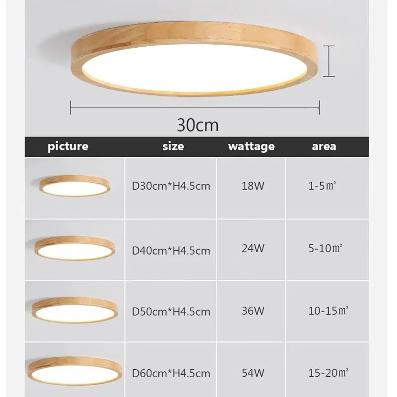 Nordic Ultra-cienkie drewniane lampy sufitowe LED do salonu sypialnia lampa sufitowa drewno oprawa oświetleniowa nowoczesne akrylowy abażur