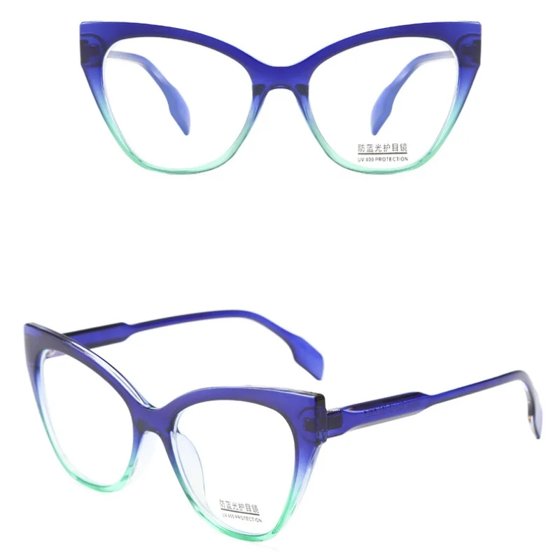 New Cat Eye Glasses Frame Women Flat Mirror Fashion Eyeframe Retro Man Anti Blue Light Trendy Decorative Glasses Plain Eyewear