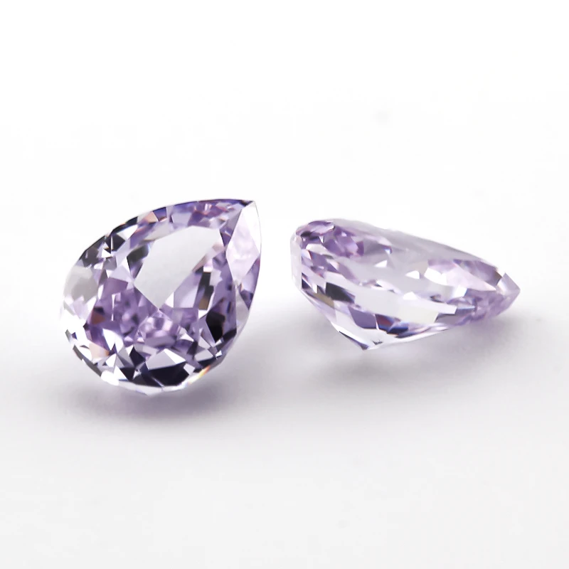 

Size 6x8mm 24#Lavender Pear Crushed Ice Cut CZ Stone 5A Zircon Loose Cubic Zirconia Synthetic Gemstone For Jewelry Making