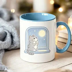 Chic 11 - Ounce Ceramic Coffee Mug - Fun and Unique Holiday Gift - 301 - 400ml (Blue)
