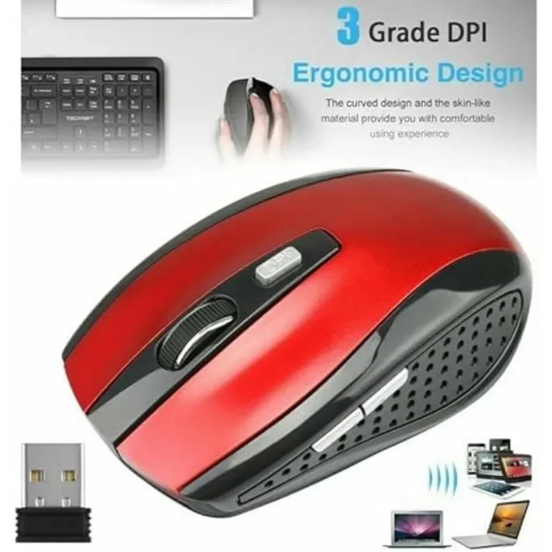 2.4GHz Wireless Mouse with USB Receiver Ergonomic Mouse with 1600 DPI Optical Resolution Compatible with Computer & Chromebook